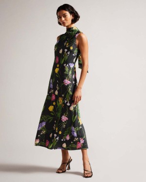 Ted Baker ADDILIN Cowl Neck Midi Slip Rochie Albi | 961LUQZSY