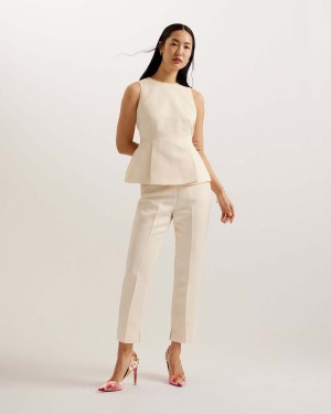 Ted Baker AKENI Fara Maneci Peplum Top Nude | 738PAMKBU