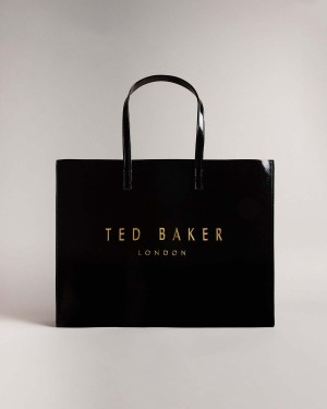 Ted Baker CRIKON Largi Crinkle Texture Icon Tote Bag Negrii | 153AIOXNC