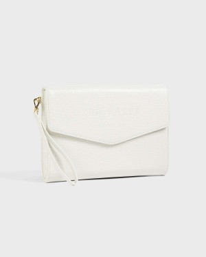 Ted Baker CROCEY Croc Detail Debossed Envelope Pouch Nude | 248AGEOXT