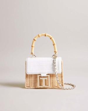 Ted Baker JAYNINA Imitation Croc Mini Basket Bag Ecru | 793QUTHYX