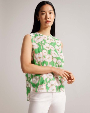 Ted Baker KELANY Scurte Sleeve Top with Shoulder Detail Verzi | 580UJEQPW