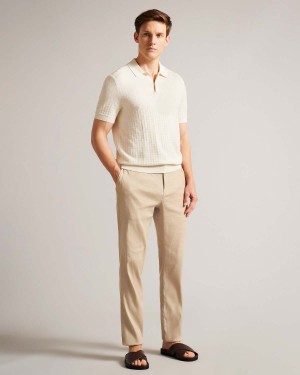 Ted Baker KIMMEL Linen Blend Half Elasticated Trouser Stone | 836VCXUYI