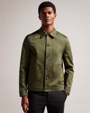 Ted Baker LUCIANJ Slim Fit Bumbac Sateen Jacket Albastru Deschis | 917FVBLSK