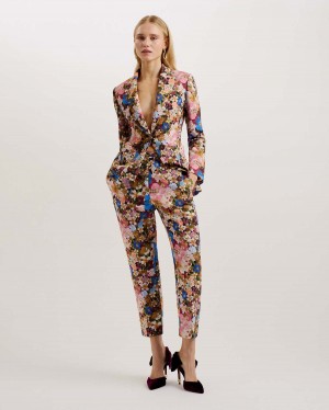 Ted Baker MADONID Printed Slim Leg Trouser Negrii | 756NZJFGI