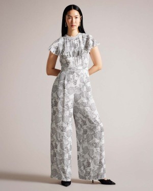 Ted Baker MARLIH Cape Jumpsuit with Ladder Detail Albi | 948UFWKZR