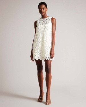 Ted Baker NELLLA Crochet A Line Shift Rochie Albi | 975XNRWQF