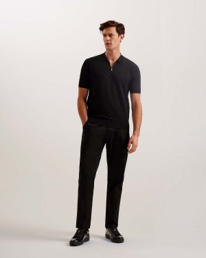 Ted Baker PALTON Regular SS Textured Polo Negrii | 146GIWHTL