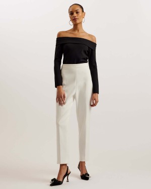 Ted Baker PHOLLYY Off The Shoulder Fitted Top Negrii | 869OTPNKF