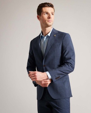 Ted Baker RAITHJ Navy Tweedy Suit Jacket Bleumarin | 689BHCRDZ