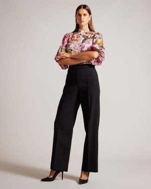 Ted Baker RIYANN Largi Leg Plati Front Trouser Negrii | 718LNRYTU