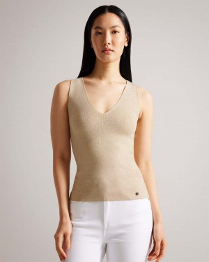 Ted Baker SHARLEE Tricotate Fitted Vest with Metallic Thread Aurii | 845ETIJGV