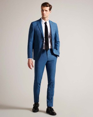 Ted Baker SIOUXT Navy Sharkskin Trousers Bleumarin | 532QDJVPE