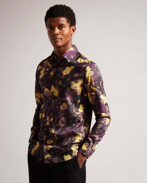 Ted Baker SLEVEN LS Watercolour Print Shirt Multicol | 475QVZHYK