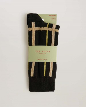 Ted Baker SOKKATE Check Sock Negrii | 527OPEJNU