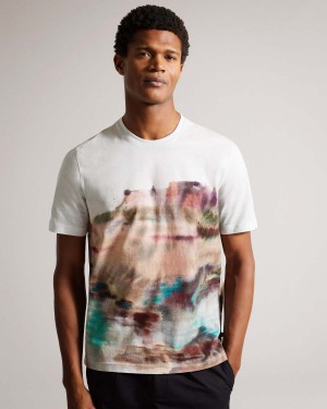 Ted Baker TINOT SS Regular Fit Printed Tshirt Albi | 208JCRMQG