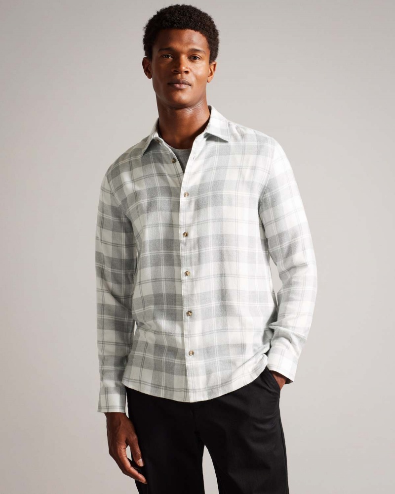 Ted Baker ABACUS LS Check Flannel Shirt Bleumarin | 032VIBZGE