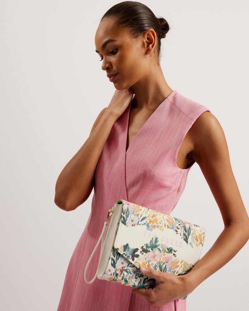 Ted Baker ABBBI Floral Printed Envelope Clutch Albi | 603ZPKCYF