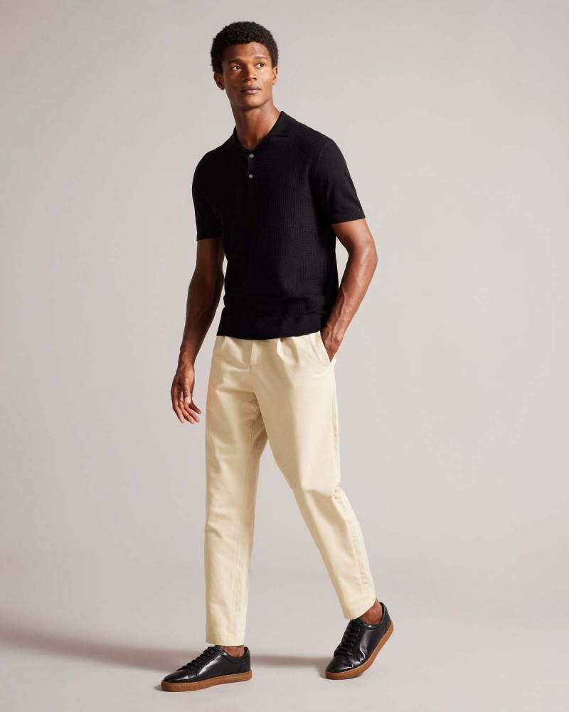 Ted Baker ADIO SS Textured Front Polo Negrii | 195IRDVKB