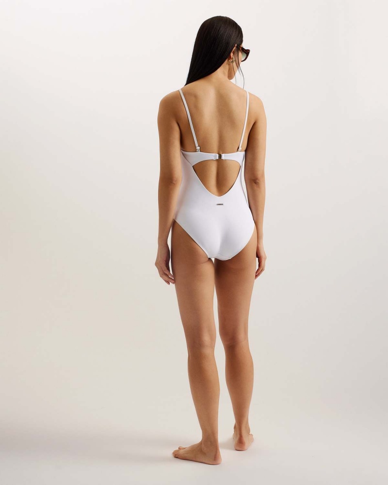 Ted Baker ADYANN Embroidered Swimsuit Ivory | 012MCYVQP