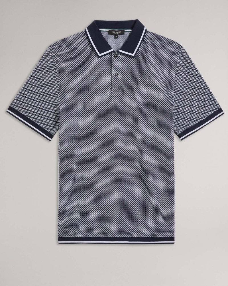 Ted Baker AFFRIC SS Regular Geo Textured Polo Bleumarin | 697LAEOBC