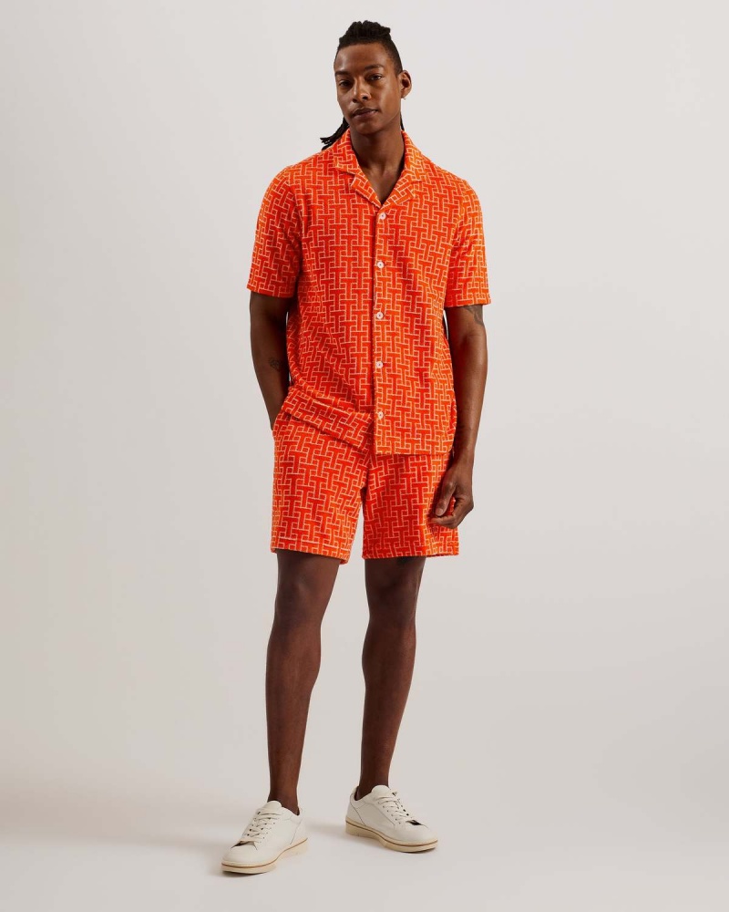 Ted Baker AINBOW Printed Towelling Jersey Scurte Brt-orange | 342DACZXQ