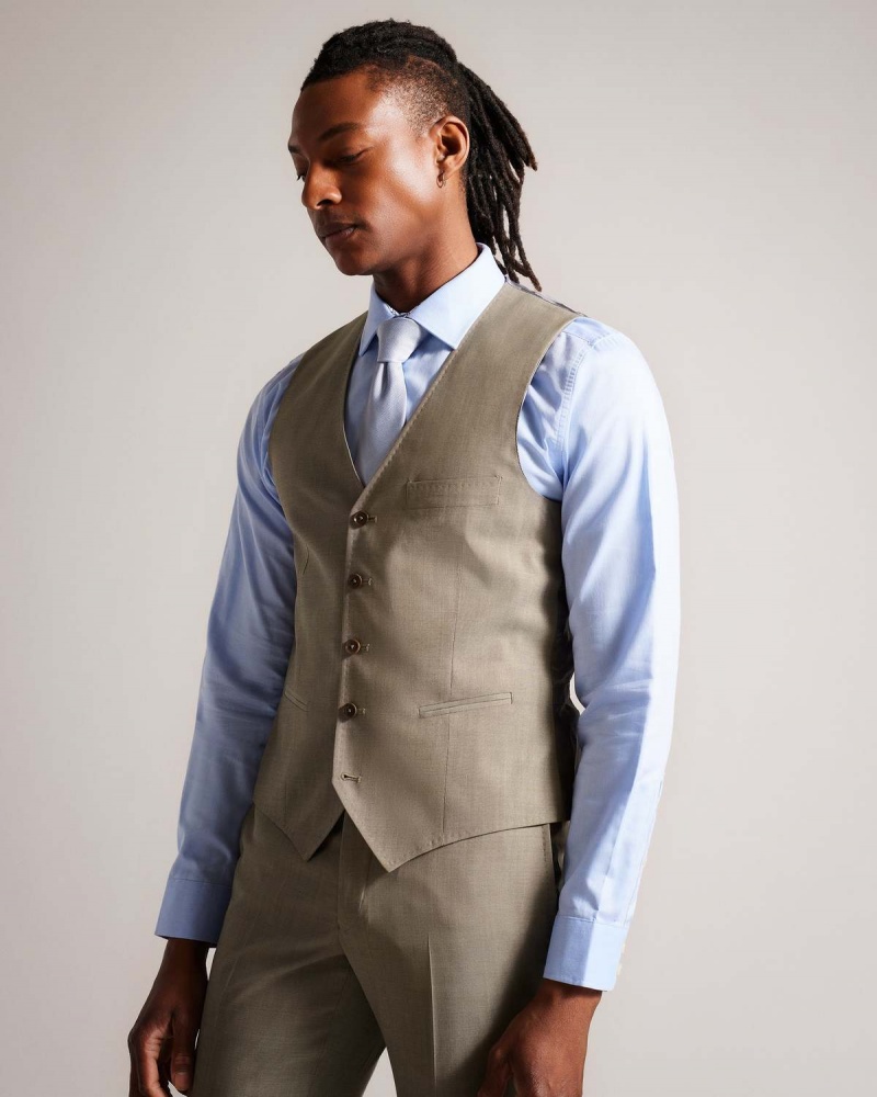 Ted Baker ALCONAW Natural Sharkskin Waistcoat Natural | 346DKNGWA