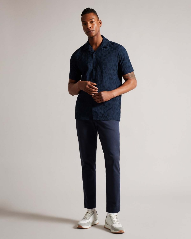 Ted Baker ALLBURY Scurte Sleeve Embroidered Shirt Albi | 804PAENBF