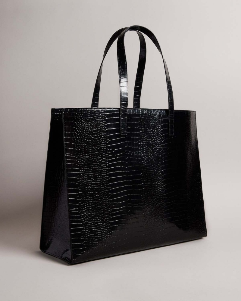 Ted Baker ALLICON Mock Croc Icon Tote Bag Negrii | 056NZOIEP