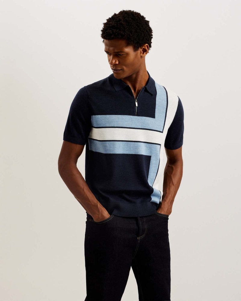 Ted Baker AMBLER SS T Colour Block Polo Bleumarin | 275QIYHCF