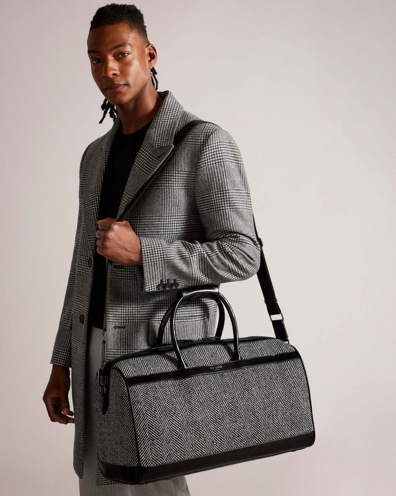 Ted Baker ANDERSN Herringbone Duffle Bag Negrii | 946VKXSAH