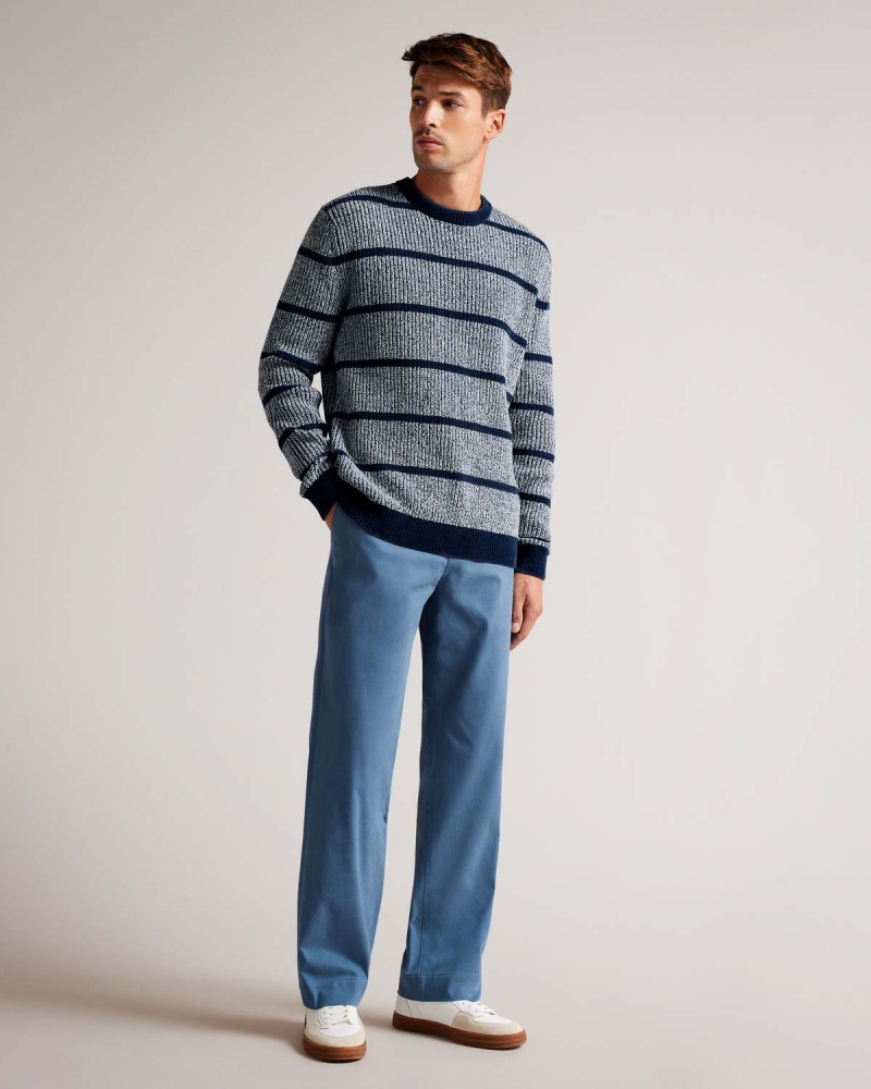 Ted Baker ANGIO LS Regular Stripe Crew Neck Albastri | 643LJCDOW