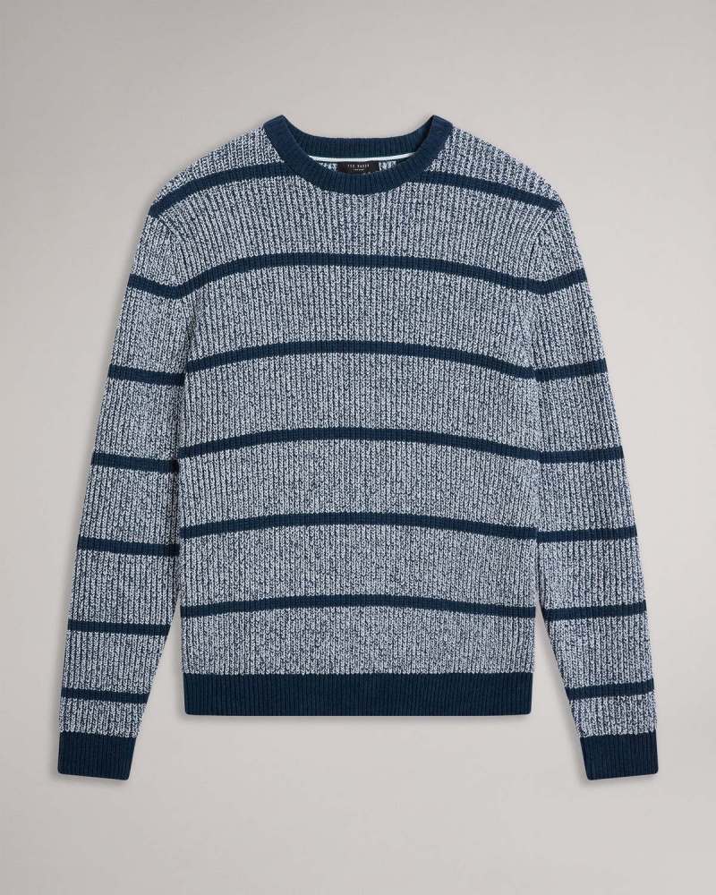 Ted Baker ANGIO LS Regular Stripe Crew Neck Albastri | 643LJCDOW