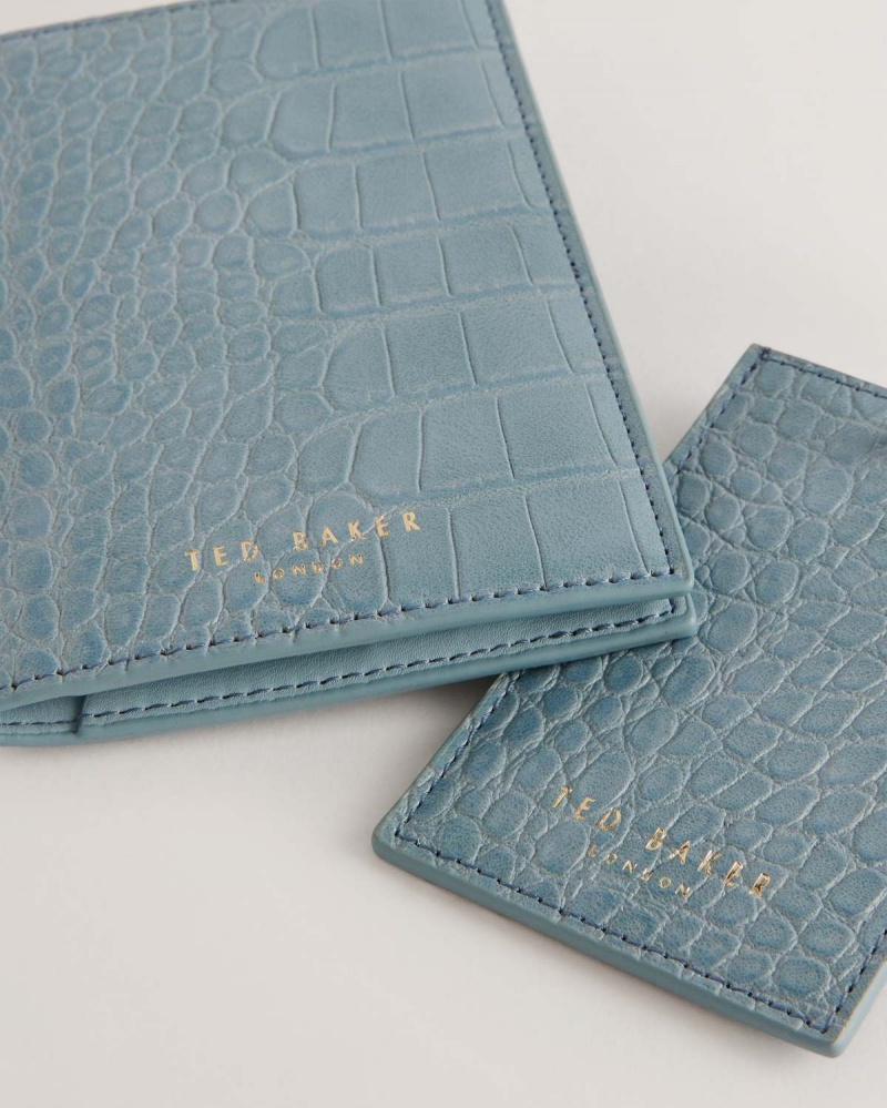 Ted Baker ANNITAE Imitation Croc Passport & Luggage Tag Pl-blue | 219RUHQFM