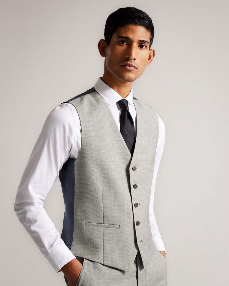 Ted Baker ARTIMWR Stone Cross Hatch Waistcoat Stone | 928KWNADI