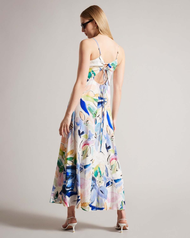 Ted Baker ASHHLIY Cu Bretele V Neck Maxi Rochie Albi | 360SUACOQ