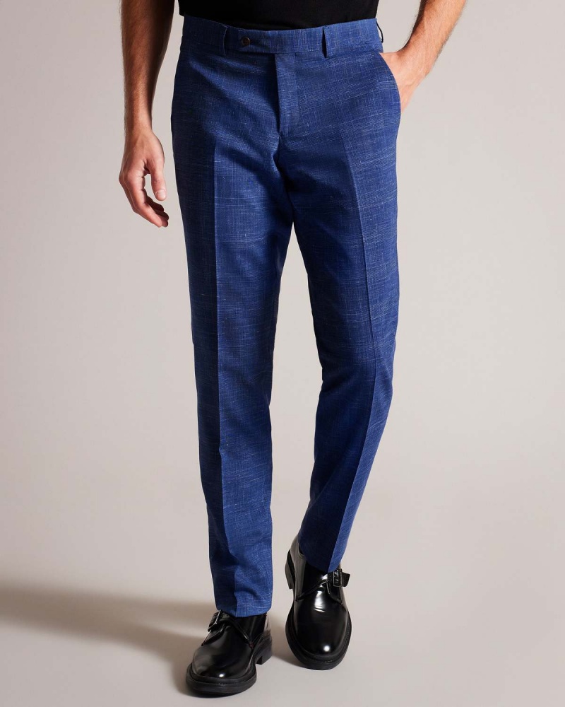 Ted Baker AUDENT Navy Linen Check Trousers Bleumarin | 059BEJNAG