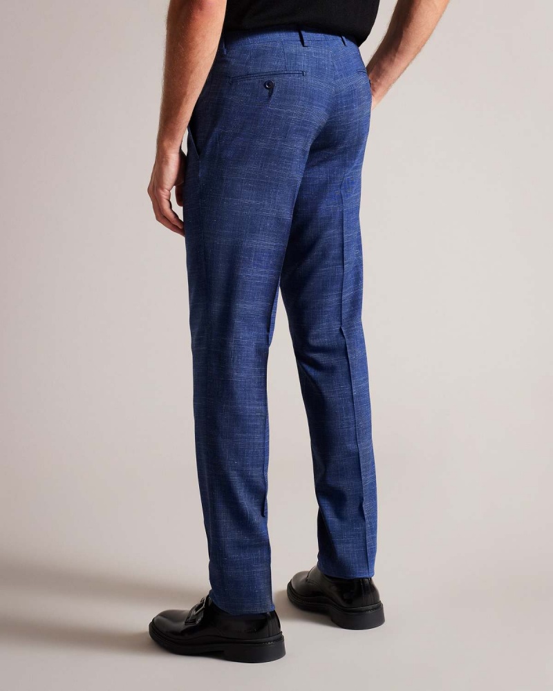 Ted Baker AUDENT Navy Linen Check Trousers Bleumarin | 059BEJNAG