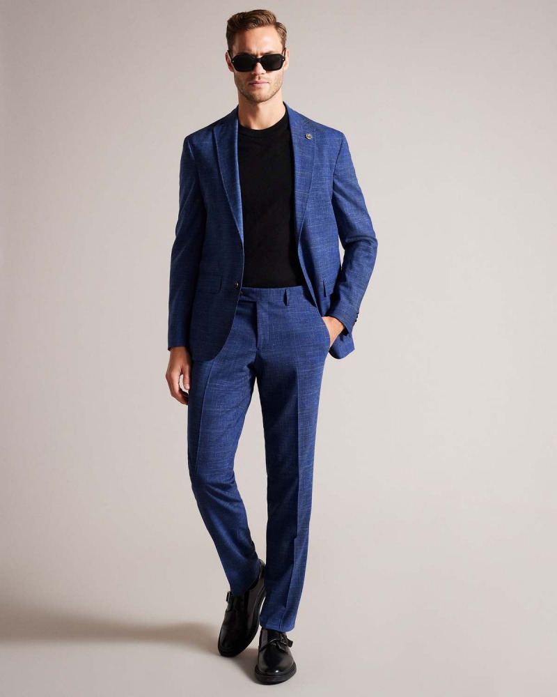 Ted Baker AUDENT Navy Linen Check Trousers Bleumarin | 059BEJNAG