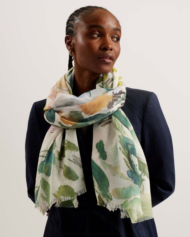 Ted Baker AUDREYS Printed Floral Scarf Albi | 436KDCHMY