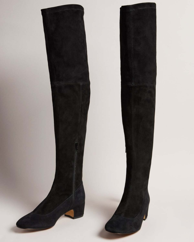 Ted Baker AYANNAH Over The Knee Stretch Piele Boot Negrii | 763CZPMIU