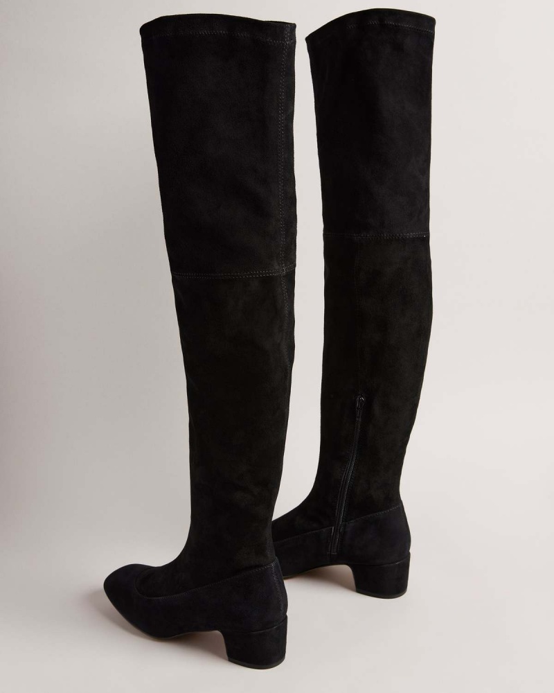 Ted Baker AYANNAH Over The Knee Stretch Piele Boot Negrii | 763CZPMIU