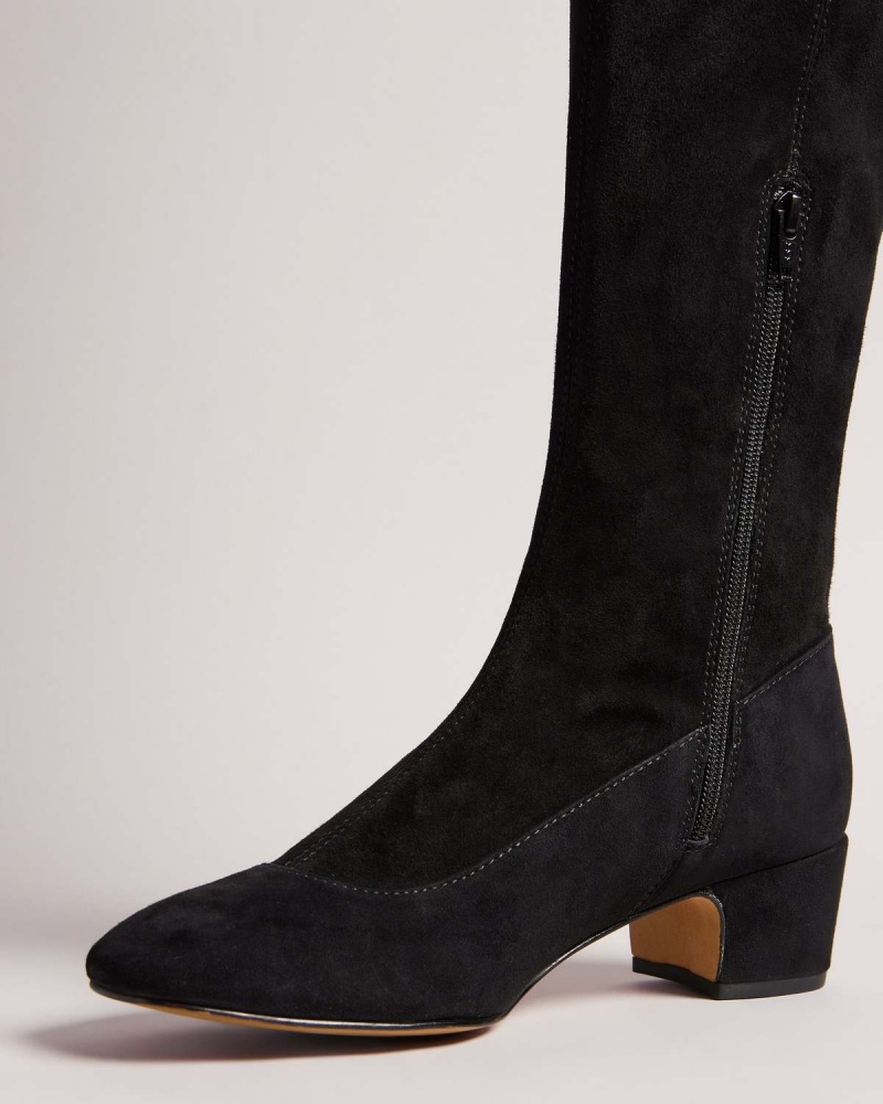 Ted Baker AYANNAH Over The Knee Stretch Piele Boot Negrii | 763CZPMIU