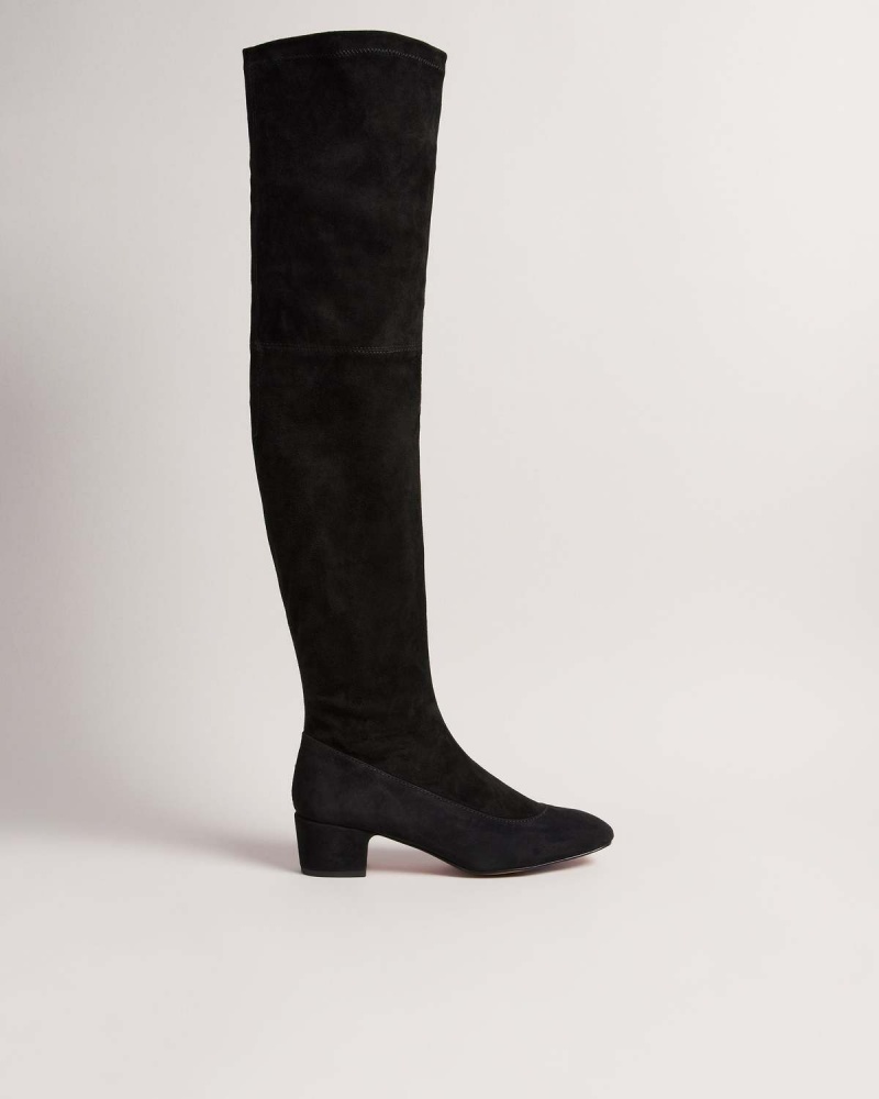 Ted Baker AYANNAH Over The Knee Stretch Piele Boot Negrii | 763CZPMIU