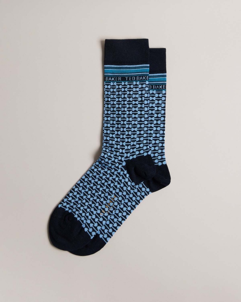 Ted Baker BAKEING Geometric Pattern Sock Albastri | 512XEGZUR