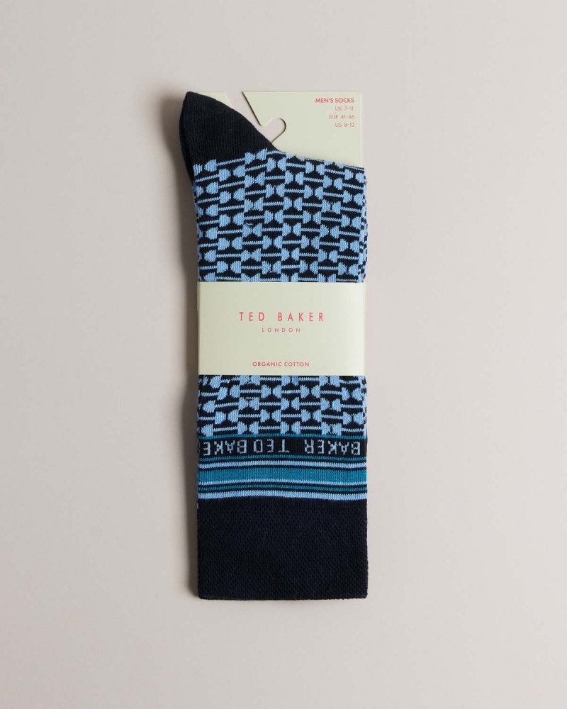 Ted Baker BAKEING Geometric Pattern Sock Albastri | 512XEGZUR