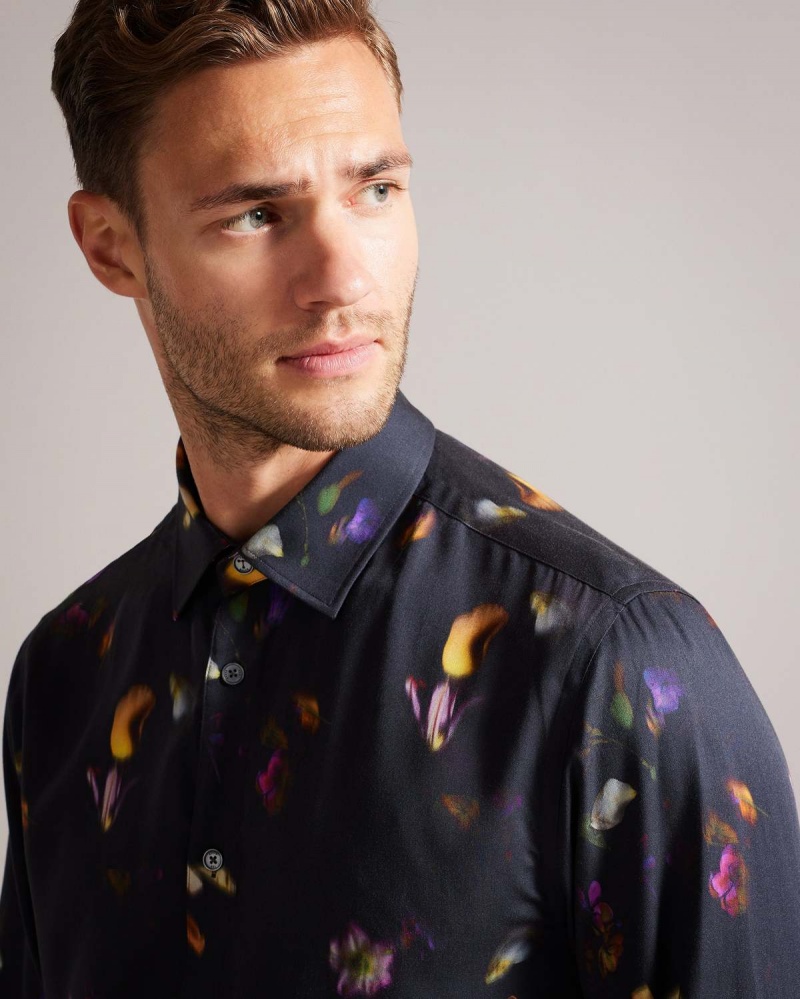 Ted Baker BARI Photographic Floral Shirt Negrii | 145HIXPQT