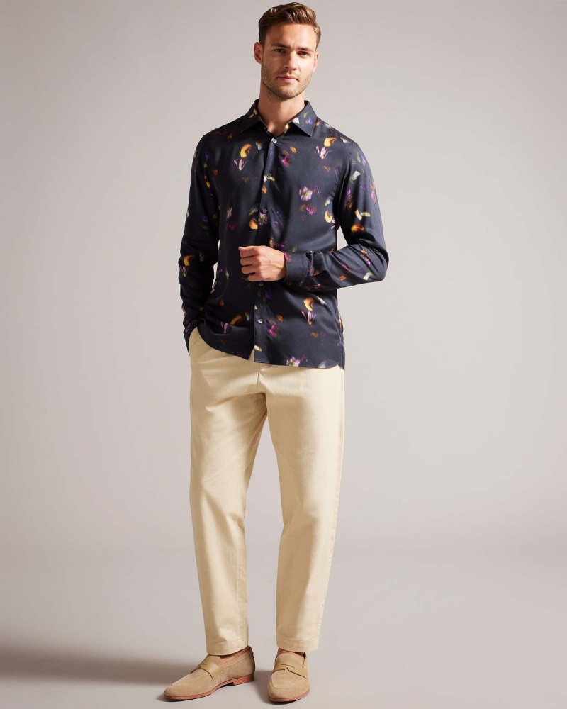 Ted Baker BARI Photographic Floral Shirt Negrii | 145HIXPQT