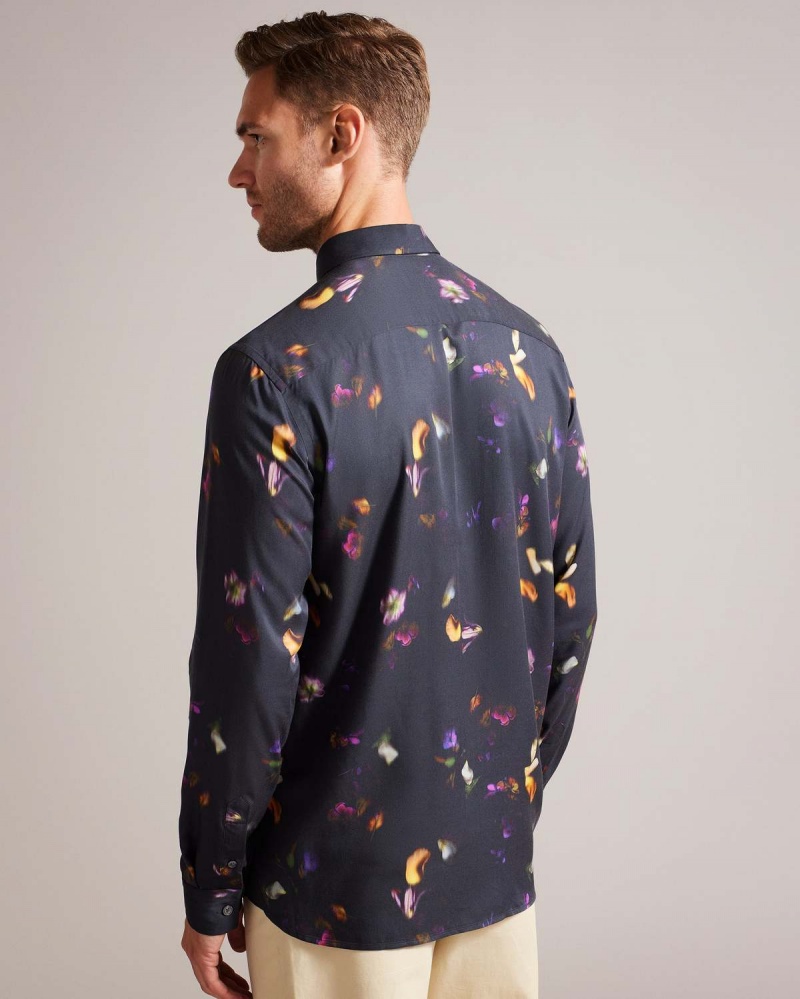 Ted Baker BARI Photographic Floral Shirt Negrii | 145HIXPQT