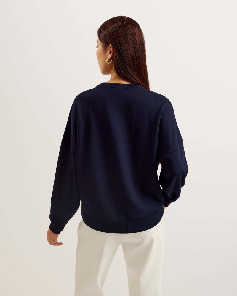 Ted Baker BAYLEYY Sequin Grafice Sweat Bleumarin | 914TOJRVX